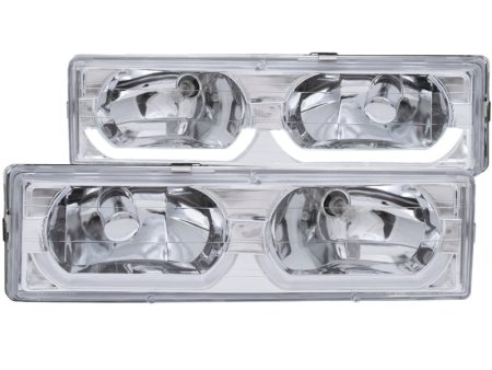 ANZO 1988-1998 Chevrolet C1500 Crystal Headlights Chrome w  Low - Brow Online Hot Sale