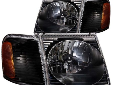 ANZO 2001-2005 Ford Explorer Crystal Headlights Black Supply