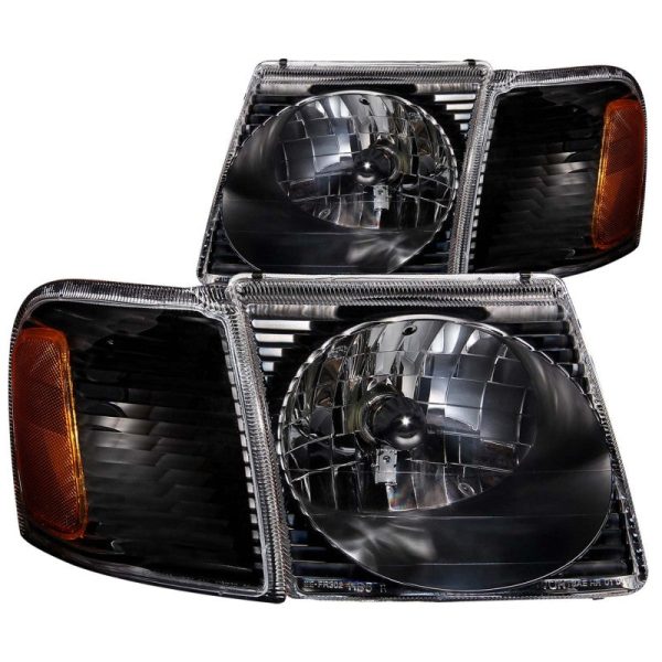 ANZO 2001-2005 Ford Explorer Crystal Headlights Black Supply