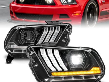 ANZO 13-14 Ford Mustang (w  Factory HID Xenon HL only) Projector Headlights w Light Bar Black Discount