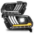 ANZO 13-14 Ford Mustang (w  Factory HID Xenon HL only) Projector Headlights w Light Bar Black Discount