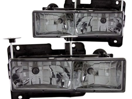 ANZO 1988-1998 Chevrolet C1500 Crystal Headlights w  Smoke Lens Online Sale