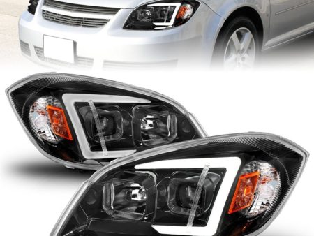 ANZO 05-10 Chevrolet Cobalt   07-10 Pontiac G5 LED Projector Headlights w  Seq Black Housing Cheap