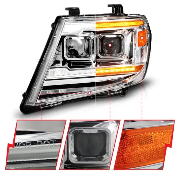 ANZO 09-20 Nissan Frontier Chrome Projector Plank Style DRL w  Switchback & Sequential LED DRL Supply