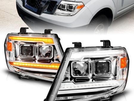 ANZO 09-20 Nissan Frontier Chrome Projector Plank Style DRL w  Switchback & Sequential LED DRL Supply