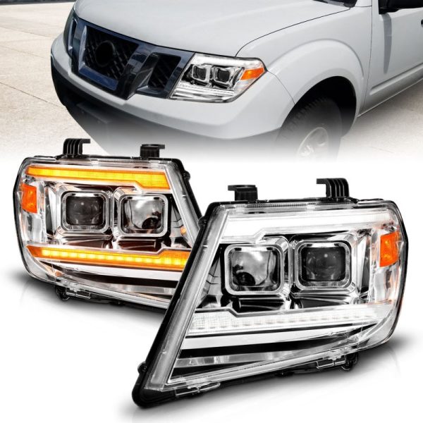 ANZO 09-20 Nissan Frontier Chrome Projector Plank Style DRL w  Switchback & Sequential LED DRL Supply