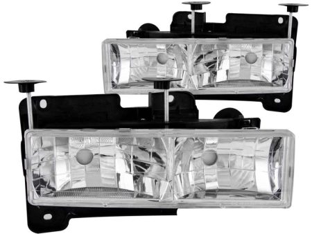 ANZO 1988-1998 Chevrolet C1500 Crystal Headlights Chrome w o Bulbs For Sale