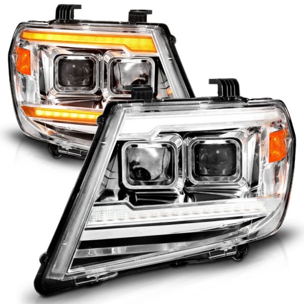 ANZO 09-20 Nissan Frontier Chrome Projector Plank Style DRL w  Switchback & Sequential LED DRL Supply